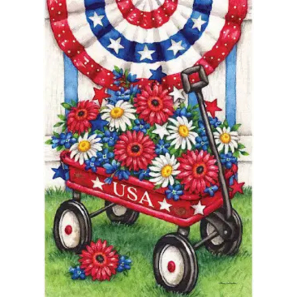 Patriotic Wagon House Flag