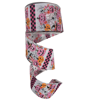 2.5" x 10yd Pink Halloween Ribbon