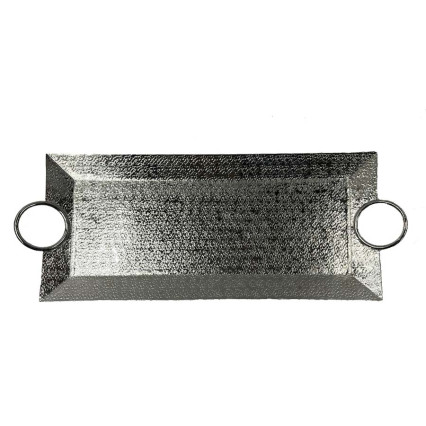 23" Metal Rectangular Tray w/Bubbled Detail - Silver