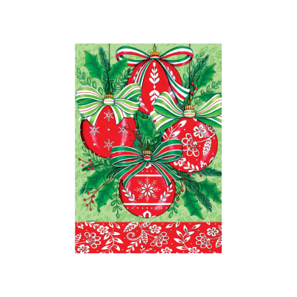Red Ornaments Garden Flag