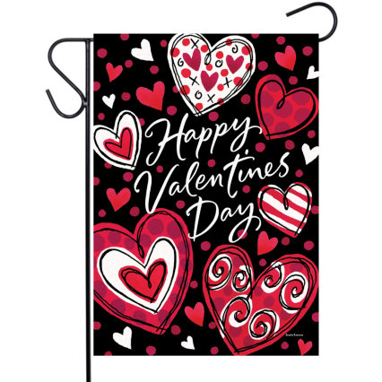 Black and Red Hearts Garden Flag