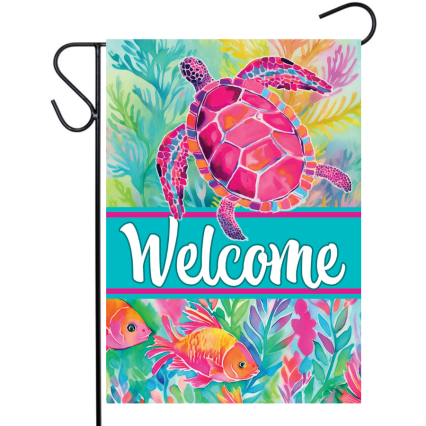 Watercolor Turtle Garden Flag