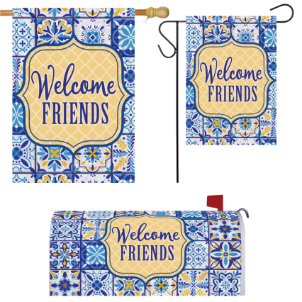 Blue and Yellow Tiles Yard Decor Set