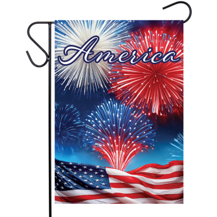 America Fireworks Garden Flag