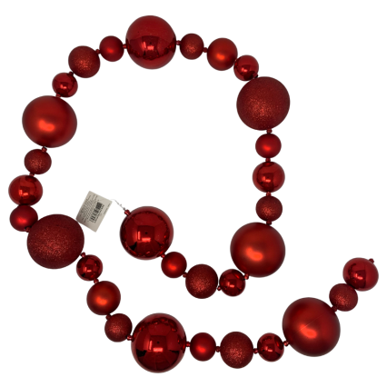 72" Ball Ornament Garland - Red