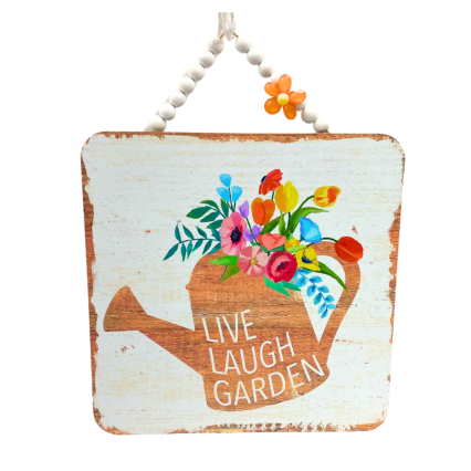 Live Laugh Garden Beaded Hanging Sign