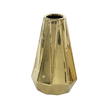 11" Geometric Vase - Gold