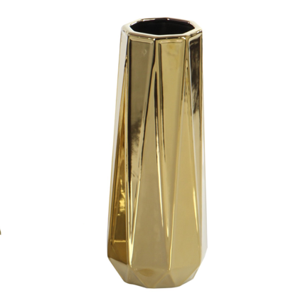 13.5" Geometric Vase - Gold