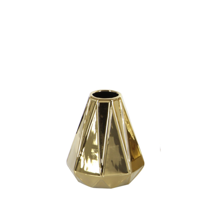 6.25" Geometric Vase - Gold