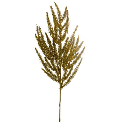 24" Glitter Flocked Gold Pine Spray