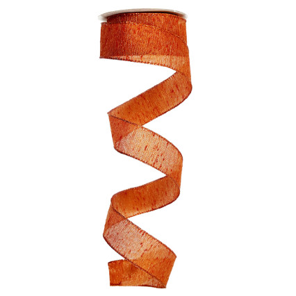 1.5" x 10yd Orange w/Glitter Threading Ribbon