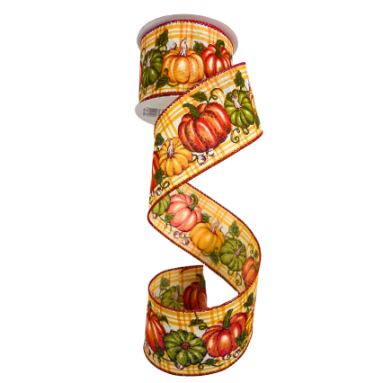 2.5" x 10yd Fall Pumpkin Trio Ribbon