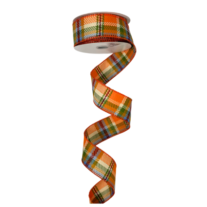 1.5" x 10yd Wired Autumn Plaid Ribbon