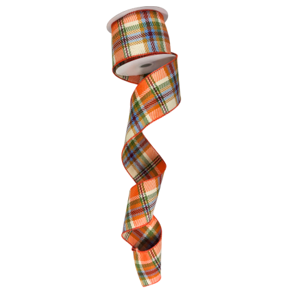 2.5" x 10yd Wired Autumn Plaid Ribbon