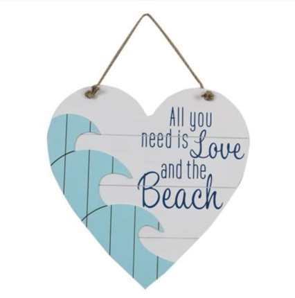 Heart Shaped wood Wall Sign-Love and The Beach