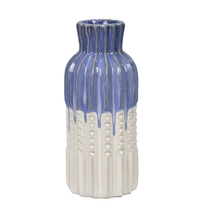 Ceramic Drip Glaze Vase - Blue & White