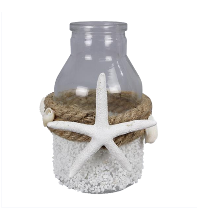 Glass Bottle w/Decorative Resin Shells