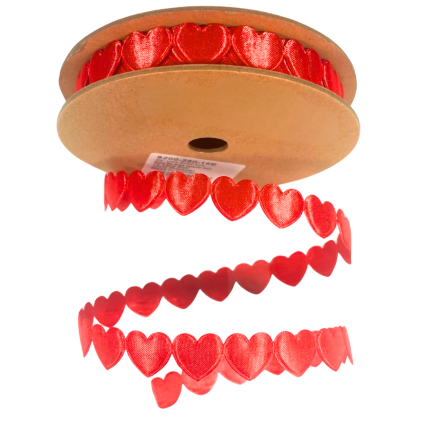 3/4" x 10yd Side by Side Red Hearts Ultra Sonic Trim Ribbon