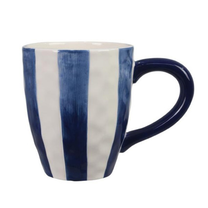 Ceramic Coastal Blue Striped Coffee Mug