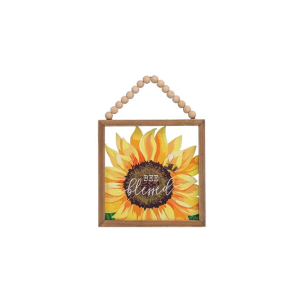 Framed Sunflower w/Beaded Handle - Bee Blessed
