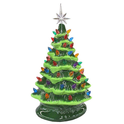 16" Ceramic Light Up Tree - Green