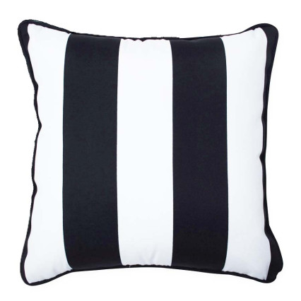 17" OD Cabana Stripe Black Outdoor Pillow