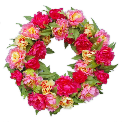 22" Peony Wreath - Beauty & Peach