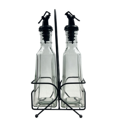 10 oz Oil & Vinegar in Black Metal Caddy