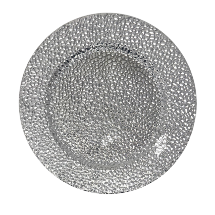 13" Plastic Silver Textured Charger Plate