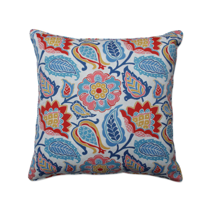17" Moroccan Flowers Slate Blue Outdoor Pillow