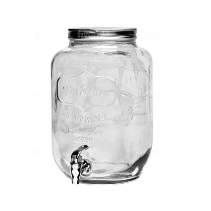 Circleware Chalkboard Yorkshire Mason Jar Glass Beverage Drink Dispenser with Black Metal Stand 1 Gallon Clear