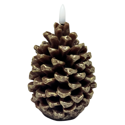 5" Battery Operated Pinecone Candle-Gold