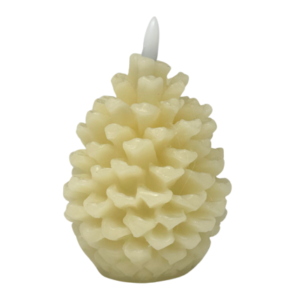 5” Battery Operated Pinecone Candle-Pearl