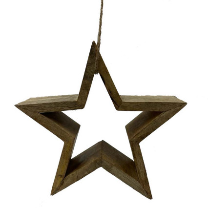 7" Wood Star Ornament-Natural