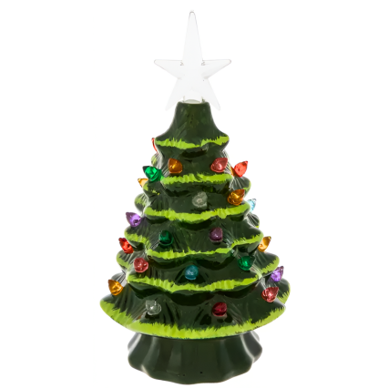 7.5" Ceramic Light Up Tree - Green