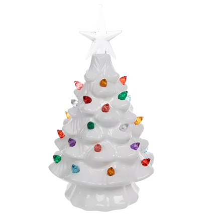 7.5" Ceramic Light Up Tree - White