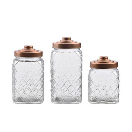 3 Piece Copper Relic Embossed Canister Set