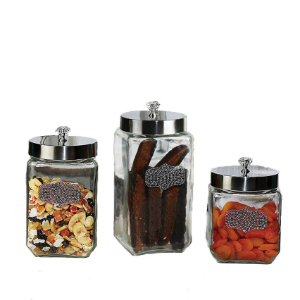 3 Piece Glory Rhinestone Embellished Canister Set