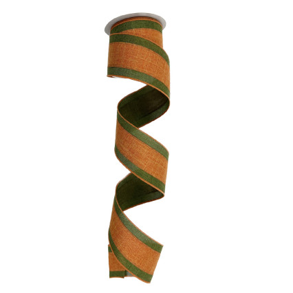 2.5" x 10yd Orange Center w/Green Edge Ribbon