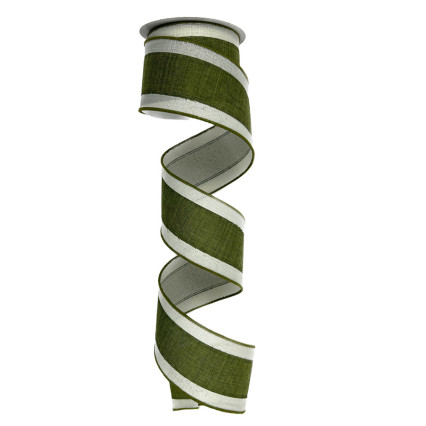 2.5" x 10yd Moss Center w/Cream Edge Ribbon