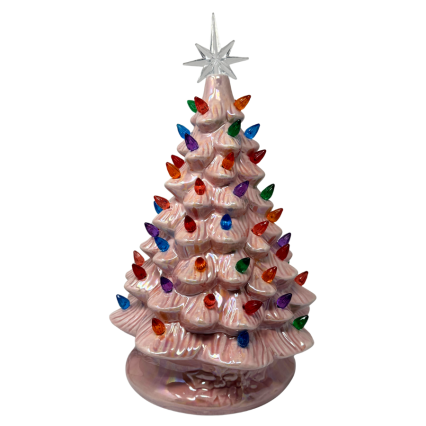 16" Ceramic Light Up Tree -Pink