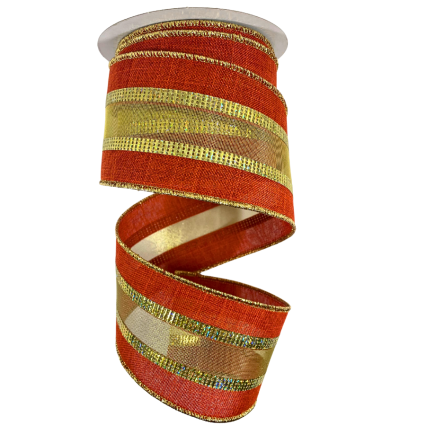 2.5" x 10yd Sequin & Mesh Middle Orange Wire-Edged Ribbon
