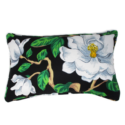 13" x 20" Black Magnolia Outdoor Pillow