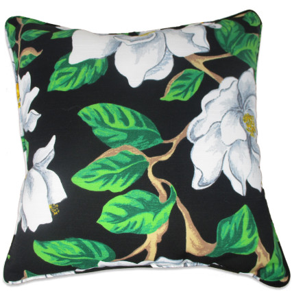 17" Magnolia Black Outdoor Pillow