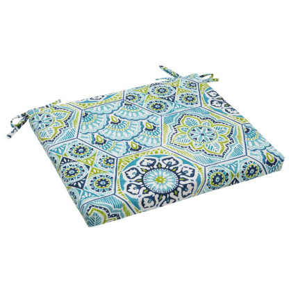 Calista Teal Tufted Outdoor Square Seat Cushion
