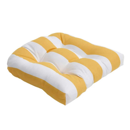 Yellow Awning Striped Outdoor Wicker Seat Cushion