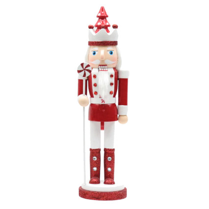 15" Red Peppermint Nutcracker W- Circle Base