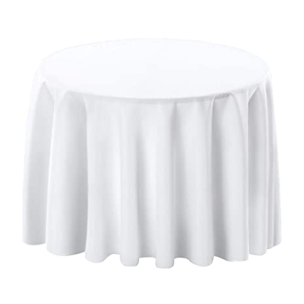White Fabric Tablecloth- 120" Round