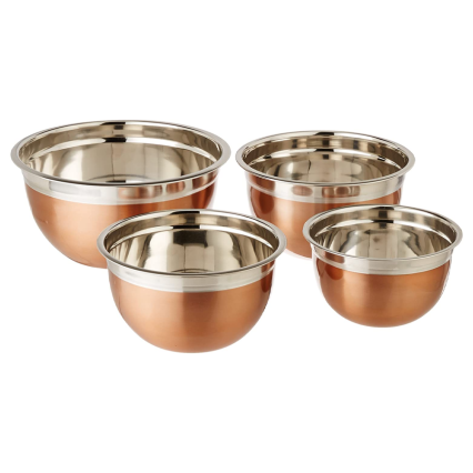 Copper Tone Mixing Bowl 4pc Set