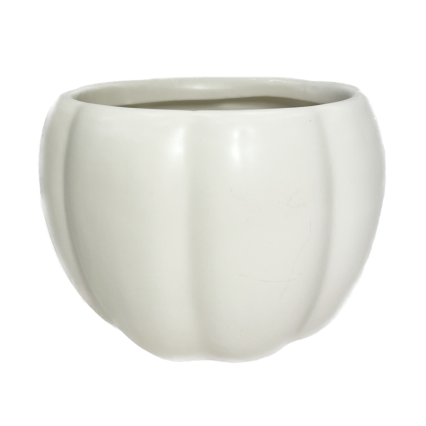 Ceramic Pumpkin Planter - White